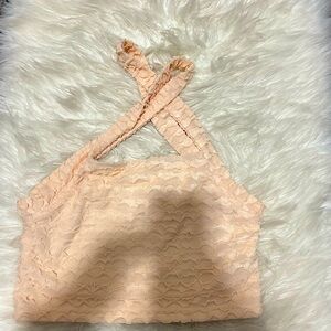 Peach Criss-Cross Halter Top